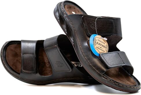 PEGADA Men's Leather Slip-On Sandals, Brown, Anatomical Insole with AMORTECH Technology, Casual Thong Strap Style, Model 134101, Genuine Leather, Rubber Sole in Saudi Arabia
