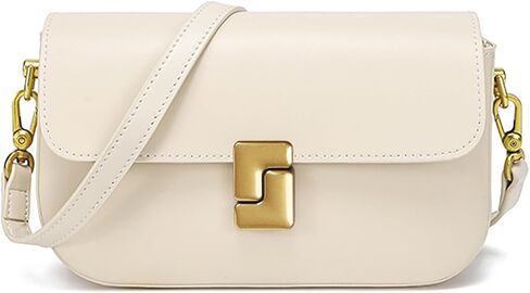 imeetu Genuine Leather Shoulder Bag for Women, Small Crossbody Bag | Structured Shoulder Purse Lightweight 0.7lb, 3 Pockets, 2 Detachable & Adjustable Straps for Daily Work and Travel in Saudi Arabia
