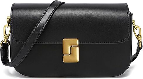 imeetu Genuine Leather Shoulder Bag for Women, Small Crossbody Bag | Structured Shoulder Purse Lightweight 0.7lb, 3 Pockets, 2 Detachable & Adjustable Straps for Daily Work and Travel in Saudi Arabia