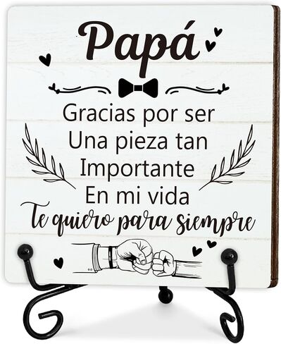 Birthday Gifts for Dad, Spanish Father's Day Gifts from Daughter Son Wife, Best Dad Ever Gifts for Him Who Wants Nothing, Regalos para Papá, Personalized Wooden Plaque Sign Gifts for Men, 5x5 In-C13 in Saudi Arabia