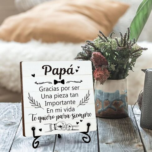 Birthday Gifts for Dad, Spanish Father's Day Gifts from Daughter Son Wife, Best Dad Ever Gifts for Him Who Wants Nothing, Regalos para Papá, Personalized Wooden Plaque Sign Gifts for Men, 5x5 In-C13 in Saudi Arabia