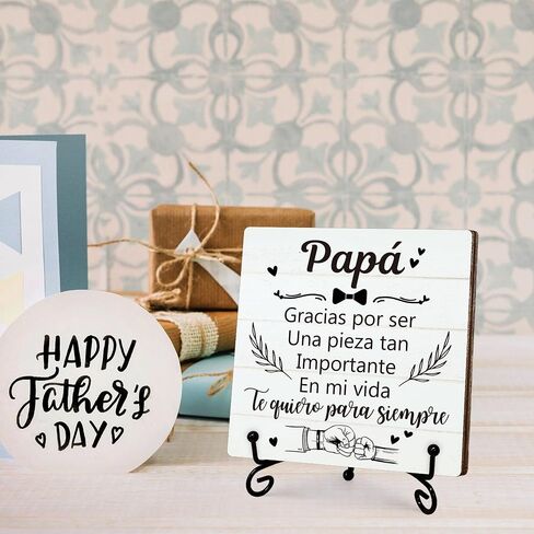 Birthday Gifts for Dad, Spanish Father's Day Gifts from Daughter Son Wife, Best Dad Ever Gifts for Him Who Wants Nothing, Regalos para Papá, Personalized Wooden Plaque Sign Gifts for Men, 5x5 In-C13 in Saudi Arabia