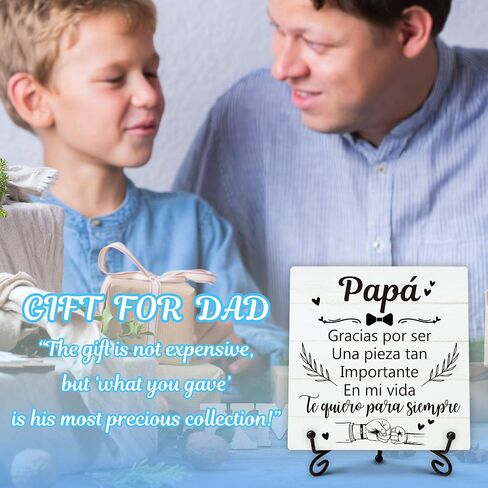Birthday Gifts for Dad, Spanish Father's Day Gifts from Daughter Son Wife, Best Dad Ever Gifts for Him Who Wants Nothing, Regalos para Papá, Personalized Wooden Plaque Sign Gifts for Men, 5x5 In-C13 in Saudi Arabia