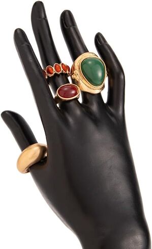 Chunky Gold Stackable Statement Rings for Women,Vintage Colorful Resin Knuckle Ring Set,Trendy Boho Jewelry Ethnic Accessories in Saudi Arabia