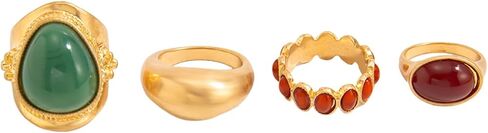 Chunky Gold Stackable Statement Rings for Women,Vintage Colorful Resin Knuckle Ring Set,Trendy Boho Jewelry Ethnic Accessories in Saudi Arabia