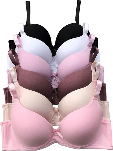 Women Bras 6 Packs T-Shirt Bras Full Coverage Underwire Everyday Wear Size B to DDD Cups Cotton Bra in Saudi Arabia
