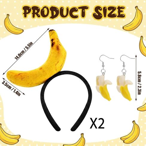 CZFDHP Banana Headband, Humorous Costume Accessories for Party Events, Comic Conventions and Themed Gatherings, Three-Piece Set with Two Headbands and One Pair of Earrings in Saudi Arabia
