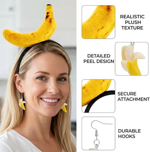 CZFDHP Banana Headband, Humorous Costume Accessories for Party Events, Comic Conventions and Themed Gatherings, Three-Piece Set with Two Headbands and One Pair of Earrings in Saudi Arabia