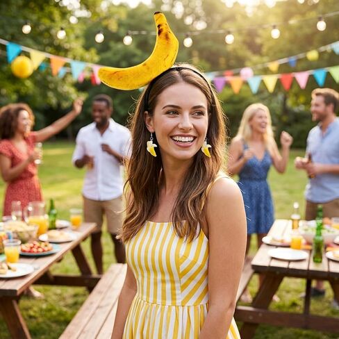CZFDHP Banana Headband, Humorous Costume Accessories for Party Events, Comic Conventions and Themed Gatherings, Three-Piece Set with Two Headbands and One Pair of Earrings in Saudi Arabia