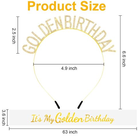 Golden Birthday Party Decorations It's My Golden Birthday Sash and Crown for Women Girls Gold Headband Tiara Soft Satin Sash for Party Costume Outfit in Saudi Arabia