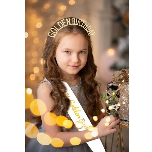 Golden Birthday Party Decorations It's My Golden Birthday Sash and Crown for Women Girls Gold Headband Tiara Soft Satin Sash for Party Costume Outfit in Saudi Arabia