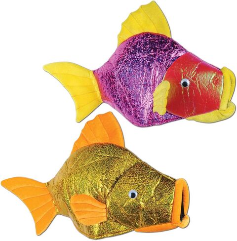Beistle Fish Hats, 2 Pieces - One Size Fits Most, Assorted Colors - Costume Headwear for Under the Sea Themed Parties, Luau, Halloween, and Dress Up Events in Kuwait