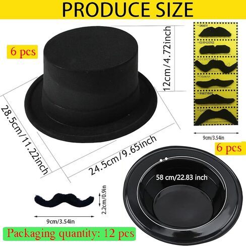 6 Pack Adults Top Hats Plastic Magician Hat Costume Hat Top Hat for women Stage Performance Party Cosplay Supplies in Saudi Arabia