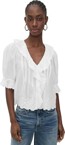 بلوزة Madewell النسائية ذات الأكمام المنتفخة المكشكشة in Kuwait