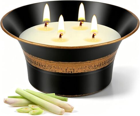 Citronella Candles Outdoor, 4 Wick Large Citronella Candle, 90 Hours Long Lasting Burn, 18 OZ Natural Soy Wax Candles for Patio, Backyard, Camping, Deck, Balcony, Garden, Indoor and Summer Parties in Saudi Arabia