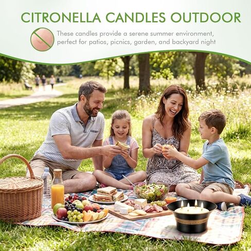 Citronella Candles Outdoor, 4 Wick Large Citronella Candle, 90 Hours Long Lasting Burn, 18 OZ Natural Soy Wax Candles for Patio, Backyard, Camping, Deck, Balcony, Garden, Indoor and Summer Parties in Saudi Arabia
