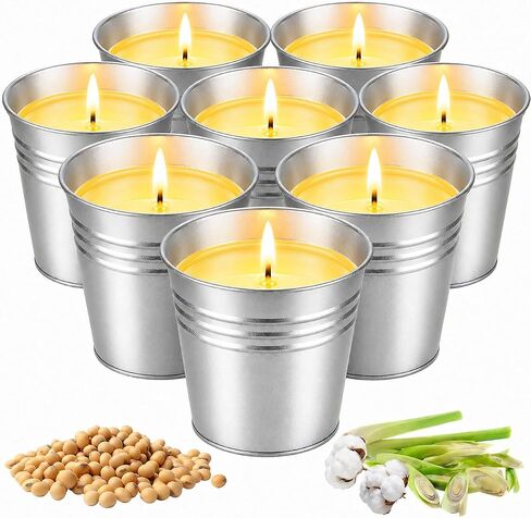 Citronella Candles Outdoor,8 Pack Soy Wax Citronella Candles (Total 40oz),Single Wick Patio Candle,200+ Hour Total Burn Time for Camping,Picnic,Backyard & Balcony in Saudi Arabia