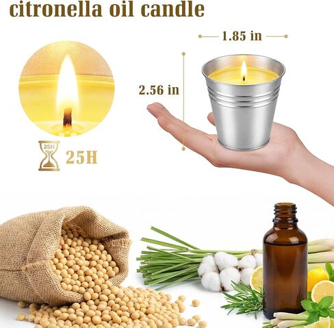 Citronella Candles Outdoor,8 Pack Soy Wax Citronella Candles (Total 40oz),Single Wick Patio Candle,200+ Hour Total Burn Time for Camping,Picnic,Backyard & Balcony in Saudi Arabia
