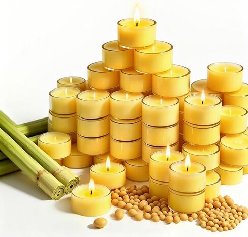Tealight Citronella Candles Outdoor, 4Hours Soy Wax Tea Lights Candles for Patio, Garden, Yard, Terrace, Camping, Home, Indoor, Party, 30 Pack Acrylic Votive Candles for Weddings, Shabbat, Events in Saudi Arabia