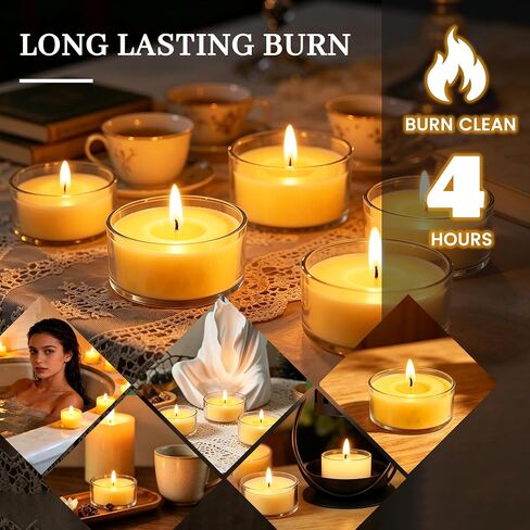 Tealight Citronella Candles Outdoor, 4Hours Soy Wax Tea Lights Candles for Patio, Garden, Yard, Terrace, Camping, Home, Indoor, Party, 30 Pack Acrylic Votive Candles for Weddings, Shabbat, Events in Saudi Arabia