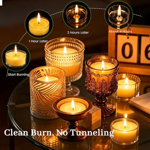 Tealight Citronella Candles Outdoor, 4Hours Soy Wax Tea Lights Candles for Patio, Garden, Yard, Terrace, Camping, Home, Indoor, Party, 30 Pack Acrylic Votive Candles for Weddings, Shabbat, Events in Saudi Arabia