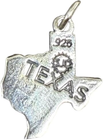 Sterling Silver Texas Map with City, the Alamo Charm .925 Antiqued and Vintage Small in Saudi Arabia