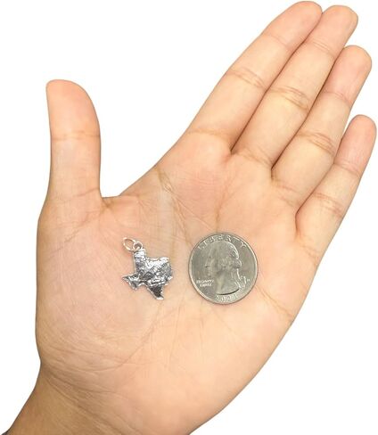 Sterling Silver Texas Map with City, the Alamo Charm .925 Antiqued and Vintage Small in Saudi Arabia