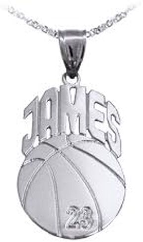 Personalized Basketball Sport Charm - Name and Number - Sterling Silver - Made in USA in Saudi Arabia