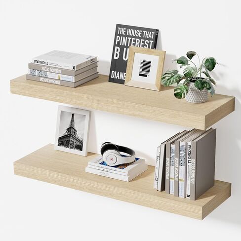 White Floating Shelves for Wall, 24" Wall Mounted Shelves, Modern Decor & Storage for Bathroom, Bedroom, Kitchen, Living Room, with Invisible Brackets, Set of 2 in Saudi Arabia