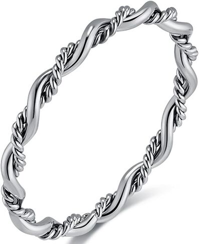 JUDE Jewellers خاتم زفاف من الفولاذ المقاوم للصدأ بعرض 2 مم مضفر ومنسوج على شكل حبل in Kuwait