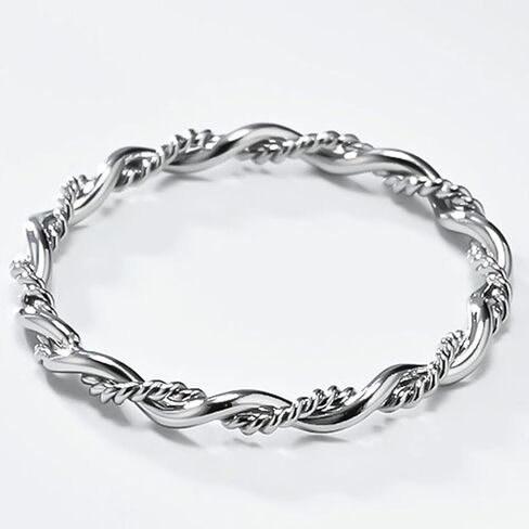 JUDE Jewellers خاتم زفاف من الفولاذ المقاوم للصدأ بعرض 2 مم مضفر ومنسوج على شكل حبل in Kuwait