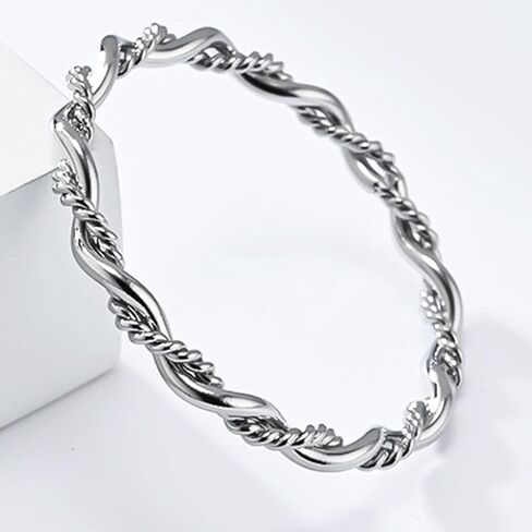 JUDE Jewellers خاتم زفاف من الفولاذ المقاوم للصدأ بعرض 2 مم مضفر ومنسوج على شكل حبل in Kuwait