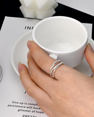 Silver Stacking Wrap Open Ring Handmade Thumb Adjustable Rings for Women in Saudi Arabia