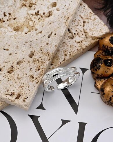 Silver Stacking Wrap Open Ring Handmade Thumb Adjustable Rings for Women in Saudi Arabia