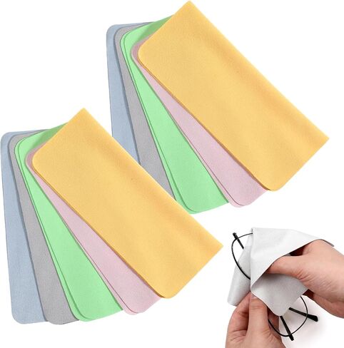10pcs Shammy Eye Glass Clean Clothes Lens Cleaning Cloth Microfiber Cleaning Cloth Premium Eyeglass Cleaner Clothes Assorted Colors Lenses Screens Cameras VR/AR Headset and Screen Cleaner in Kuwait