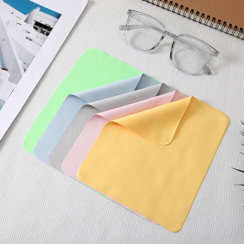 10pcs Shammy Eye Glass Clean Clothes Lens Cleaning Cloth Microfiber Cleaning Cloth Premium Eyeglass Cleaner Clothes Assorted Colors Lenses Screens Cameras VR/AR Headset and Screen Cleaner in Kuwait