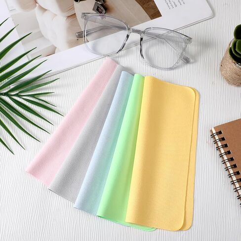 10pcs Shammy Eye Glass Clean Clothes Lens Cleaning Cloth Microfiber Cleaning Cloth Premium Eyeglass Cleaner Clothes Assorted Colors Lenses Screens Cameras VR/AR Headset and Screen Cleaner in Kuwait