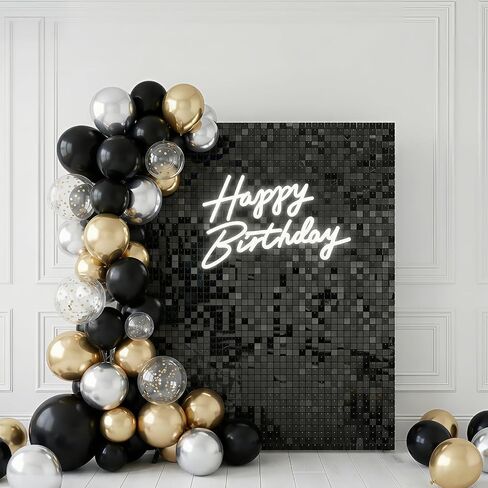 Black Shimmer Wall Backdrop,24 Square Sequin Glitter Panels for Party Wall Decorations,Sparkle Photo Backdrop Panels for Party,Wedding&Birthday Decoration,Reflective Sequin Panels in Kuwait