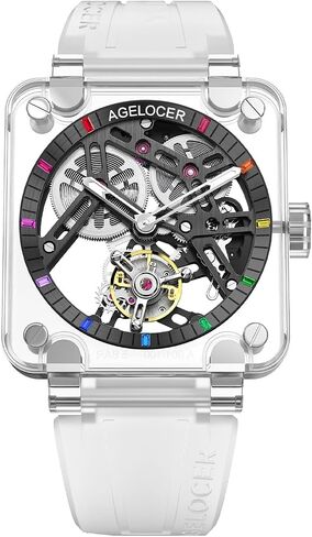 AGELOCER Tourbillon Watches Men Original Full Sapphire Case Limited Edition, Luxury Sport Skeleton Waterproof Manual Mechanical Watch Gift in Saudi Arabia