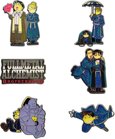 سلسلة Fullmetal Alchemist Brotherhood Mystery Enamel Pin Blind Box Series، إدوارد إلريك وألفونس إلريك، روي موستانج، روي موستانج وجان هافوك، جارتنر وروي موستانج، روي موستانج وريزا هوك، أو شعار العنوان in Kuwait