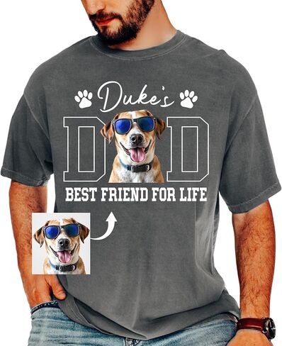 Personalized Dog Dad Shirt, Custom Pet Photo Shirts with Name, Gift for Dog Lovers Fathers Day Birthday Christmas in Saudi Arabia