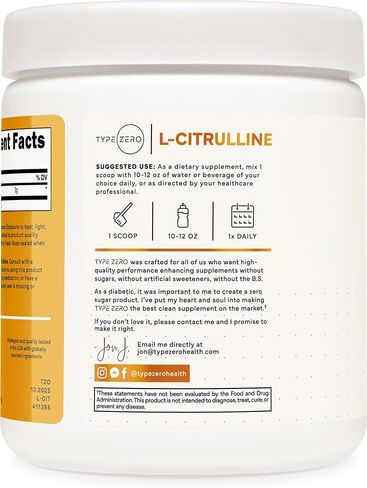 Type Zero L-Citrulline Base Powder, 3,000mg Per Serving - 100 Servings in Saudi Arabia