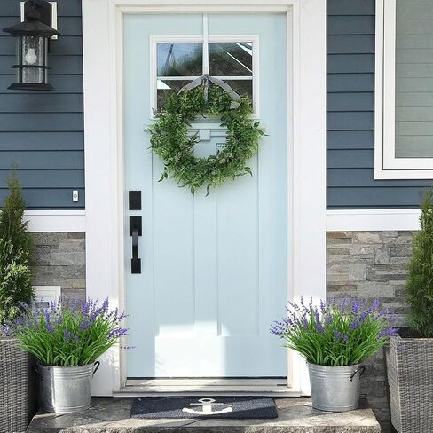 16 Bundles Artificial Outdoor Plants and 2 Pcs Butterfly Stakes Fake Monkey Grass with Flowers UV Resistant Faux Plant Greenery for Outside Planter Porch Patio Garden Window (Purple) in Saudi Arabia