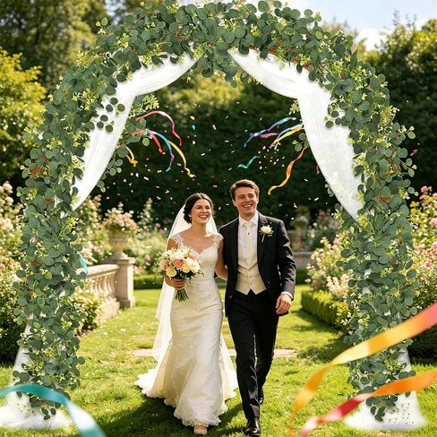 2 Pack Eucalyptus Garland 6 FT Artificial Greenery Garland Faux Silver Dollar Leaves Fake Hanging Eucalyptus Leaves Garlands Vines for Wedding Party Table Runner Room Home Mantle Decor in Saudi Arabia