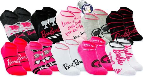 Barbie Socks for Women Set - Bundle with 10 Pairs of No Show Socks Size 9-11 Adults Plus Button | Barbie Apparel for Teens, Girls in Kuwait