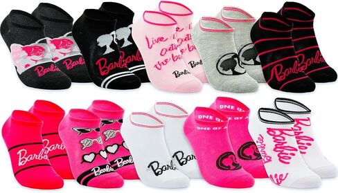 Barbie Socks for Women Set - Bundle with 10 Pairs of No Show Socks Size 9-11 Adults Plus Button | Barbie Apparel for Teens, Girls in Kuwait