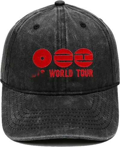 Arirang Fans Washed Baseball Cap World Tour Merch Hat for Fans K-Pop Merchandise Adjustable Size for Men & Women Gray Black in Saudi Arabia