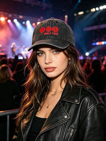Arirang Fans Washed Baseball Cap World Tour Merch Hat for Fans K-Pop Merchandise Adjustable Size for Men & Women Gray Black in Saudi Arabia
