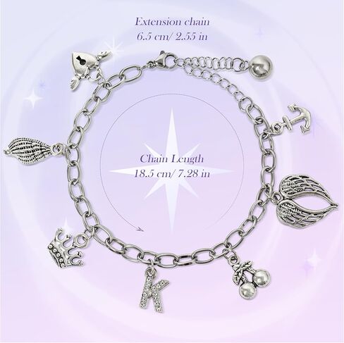 Katseye Charm Bracelet for Fans, Katseye Merch Link Bracelet with 7 Symbolic Charms, Adjustable Stainless Steel Chain Bracelets, Concert & Music Festival Jewelry Gift in Saudi Arabia