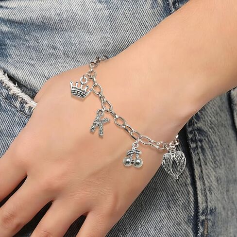 Katseye Charm Bracelet for Fans, Katseye Merch Link Bracelet with 7 Symbolic Charms, Adjustable Stainless Steel Chain Bracelets, Concert & Music Festival Jewelry Gift in Saudi Arabia